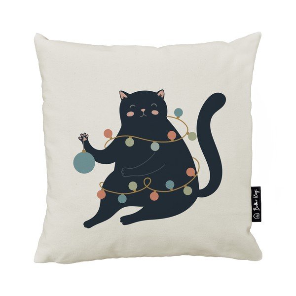 Față de pernă 45x45 cm  cu model de Crăciun Festive Cat – Butter Kings