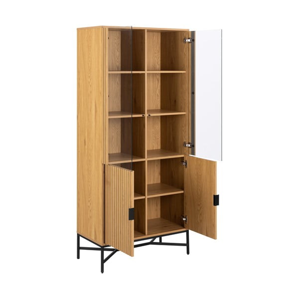 Vitrină în culoare naturală cu aspect de lemn de stejar 80x180x40 cm Jaipur – Actona-image-3