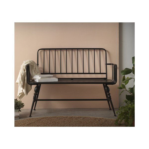 Bancă metalică de grădină Geese Gap, negru-image-3