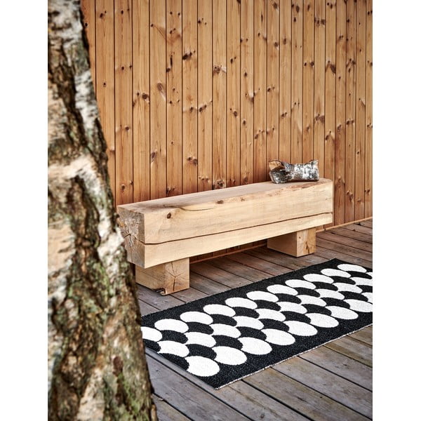 Covor tip traversă pentru interior și exterior negru/crem 70x250 cm Poppy Black Vanilla – Pappelina-image-3