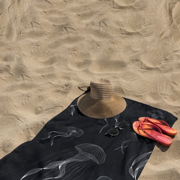 Prosop de plajă negru-alb 90x180 cm Jellyfish – DecoKing-image-4