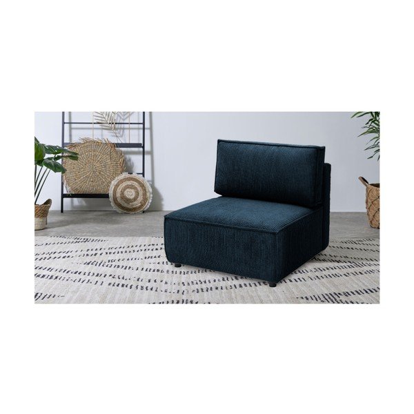 Modul pentru canapea albastru închis cu tapițerie din catifea reiată  (de mijloc) Nihad modular – Bobochic Paris-image-1