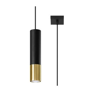 Lustră neagră/aurie cu abajur din metal 8x8 cm Longbot - Nice Lamps