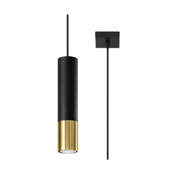 Lustră neagră/aurie cu abajur din metal 8x8 cm Longbot - Nice Lamps