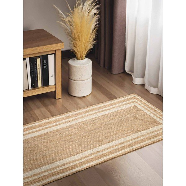 Covor tip traversă crem/în culoare naturală țesut manual din iută 70x200 cm Jutta – Hanse Home-image-1