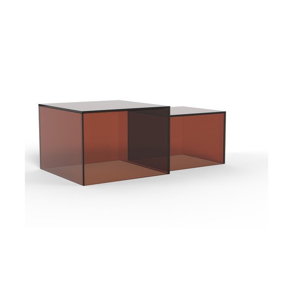 Măsuțe de cafea maro 2 buc. din sticlă 50x50 cm Dice – Actona-image-4