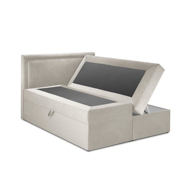 Pat boxspring 200x200 cm bej cu spațiu de depozitare Yucca – Mazzini Beds-image-2