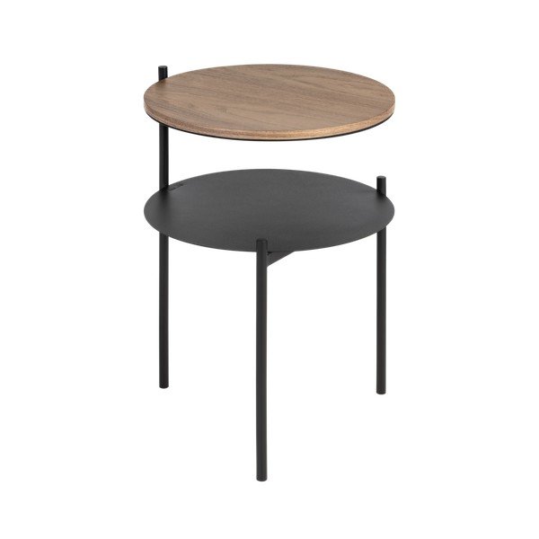 Noptieră neagră/în culoare naturală închisă cu blat cu aspect de lemn de nuc Tu – noo.ma