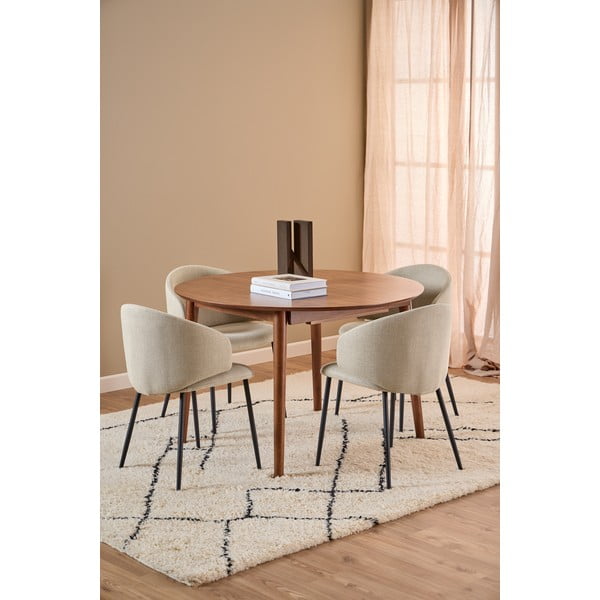 Masă de dining rotundă extensibilă cu aspect de lemn de nuc cu blat suplimentar ø 115 cm Montreux – Actona-image-1