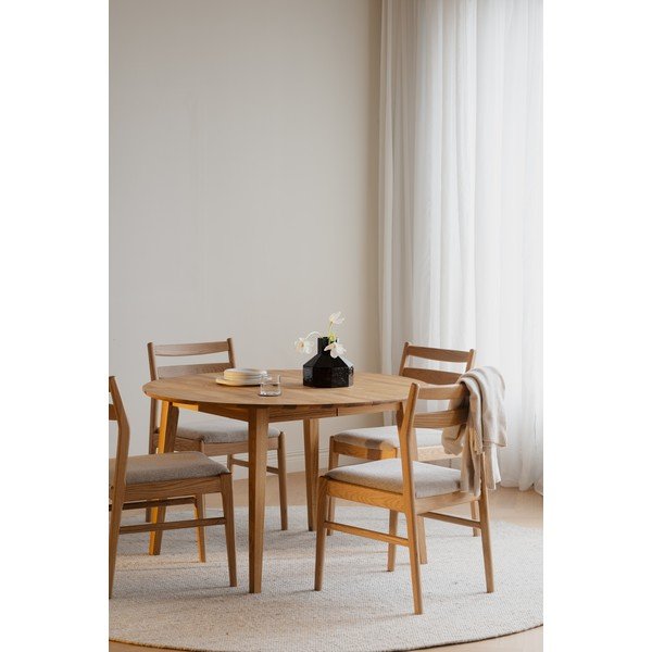 Scaun de dining crem/în culoare naturală din lemn de stejar Kerwin – Rowico-image-2