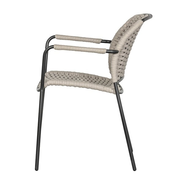 Scaune de grădină negre/bej 2 buc. din metal Taku – Exotan-image-2