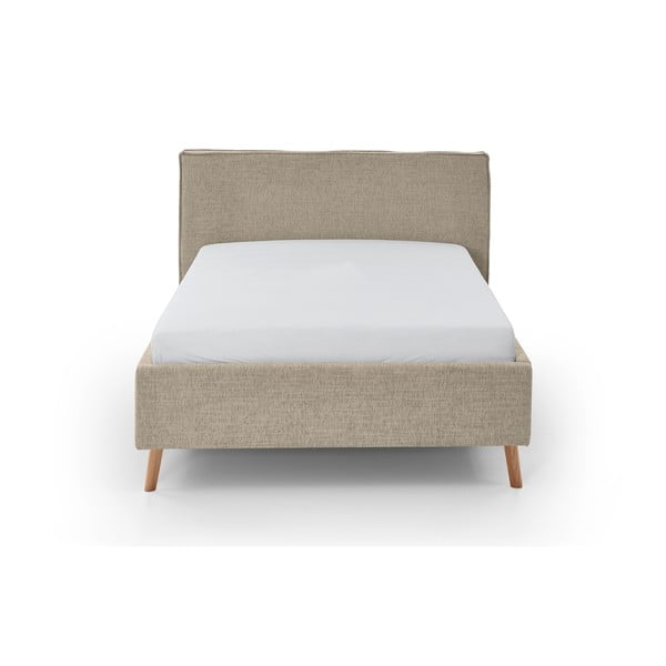 Pat matrimonial bej tapițat cu spațiu de depozitare cu somieră 140x200 cm Riva – Meise Möbel-image-4