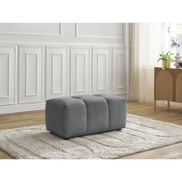 Taburet gri cu tapițerie din chenille Roxelane – Bobochic Paris-image-1