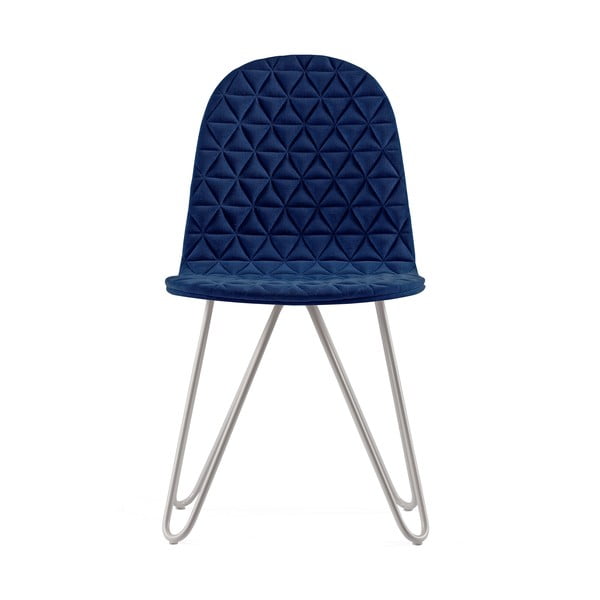 Scaun cu picioare metalice Iker Mannequin X Triangle, albastru închis