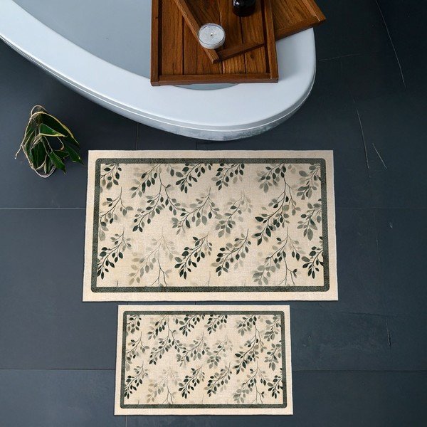 Covorașe de baie bej 2 buc. 60x100 cm – Foutastic-image-2