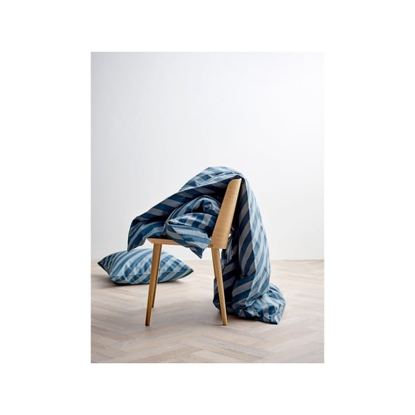 Lenjerie de pat din bumbac organic satinat Södahl Diagonal, 140 x 200, albastru închis-image-1