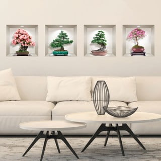 Set 4 autocolante 3D pentru perete Ambiance Bonsai of Seasons