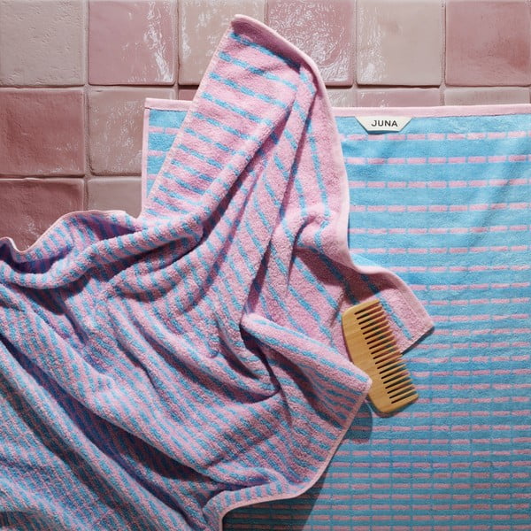 Prosop albastru/roz din amestec de bambus din frotir 70x140 cm Nuance – JUNA-image-1