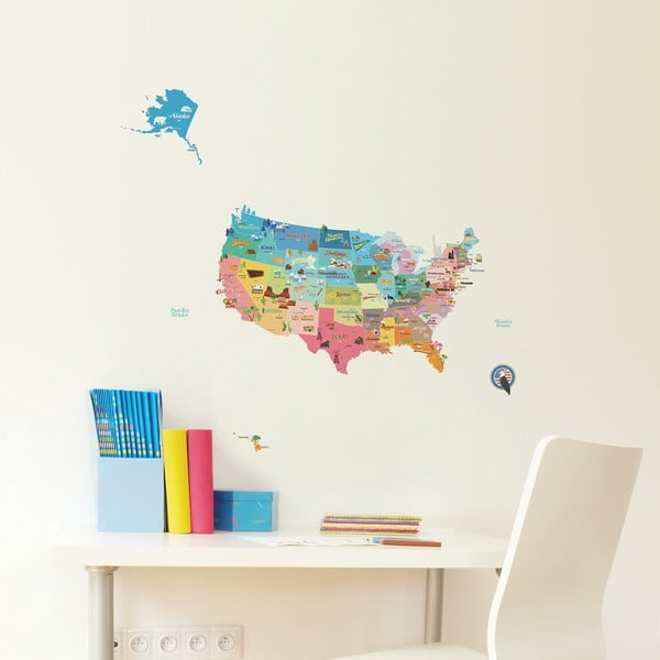 Autocolant hartă USA Ambiance, 50 x 70 cm