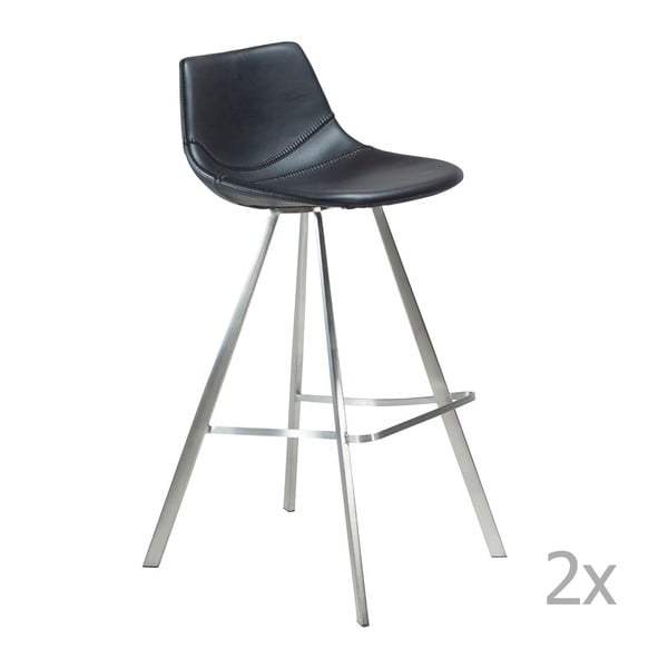 Set 2 scaune de bar cu bază din oțel DAN-FORM Pitch, negru