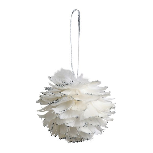 Set 6 decorațiuni suspendate Côté Table Hanging Ball Feather, 12 cm, alb