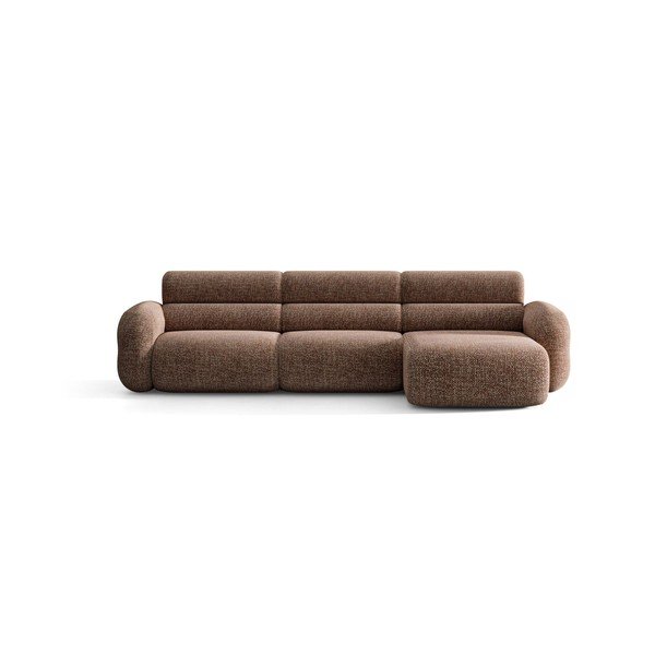 Colțar maro cu tapițerie din chenille (cu colț pe partea dreaptă/cu șezlong) Neo – Micadoni -image-1