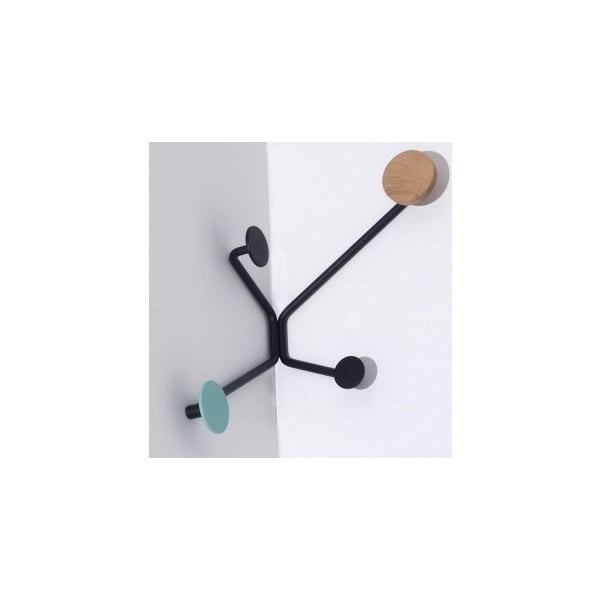 Cuier de perete pe colț Gazzda Hook, detaliu verde mentolat, negru-image-3