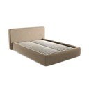 Pat matrimonial maro deschis tapițat cu spațiu de depozitare cu somieră 160x200 cm Kiana – Makamii
