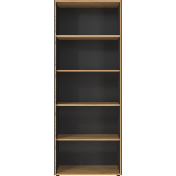 Bibliotecă gri antracit/în culoare naturală cu aspect de lemn de stejar 75x196x40 cm Podium – Germania