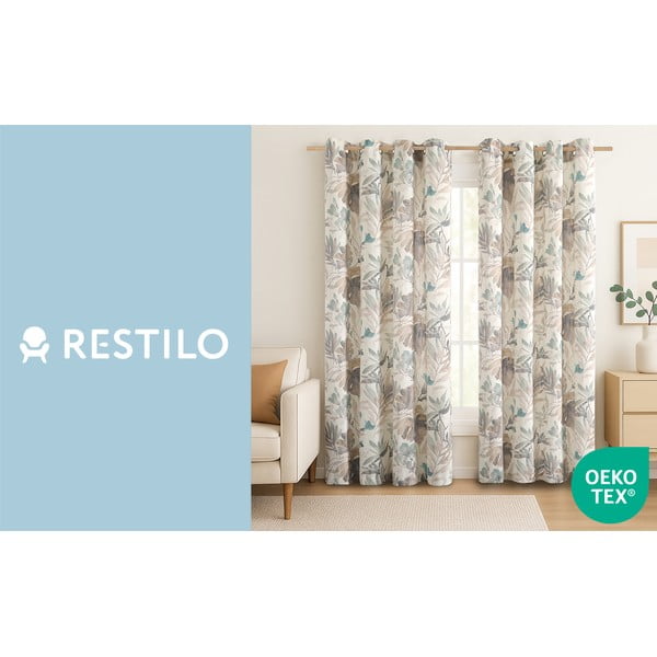 Draperie crem/albastru prăfuit 135x250 cm Celesta – Restilo-image-3