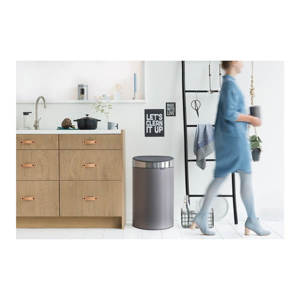 Coș de gunoi gri cu senzori de atingere din oțel 40 l Touch Bin – Brabantia-image-1
