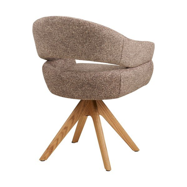 Scaun de sufragerie maro cu cotiere tapițat Dover – House Nordic-image-4