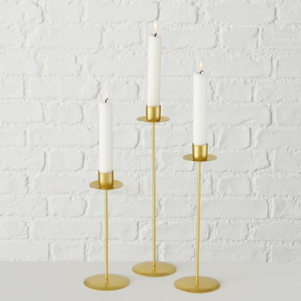 Set 3 sfeșnice Boltze Kimo, auriu-image-2