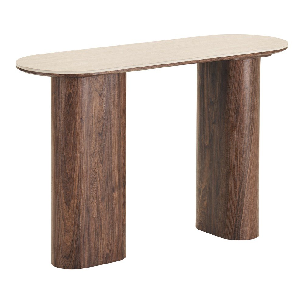 Masă consolă bej/maro închis cu blat ceramic 40x120 cm Delphi – House Nordic