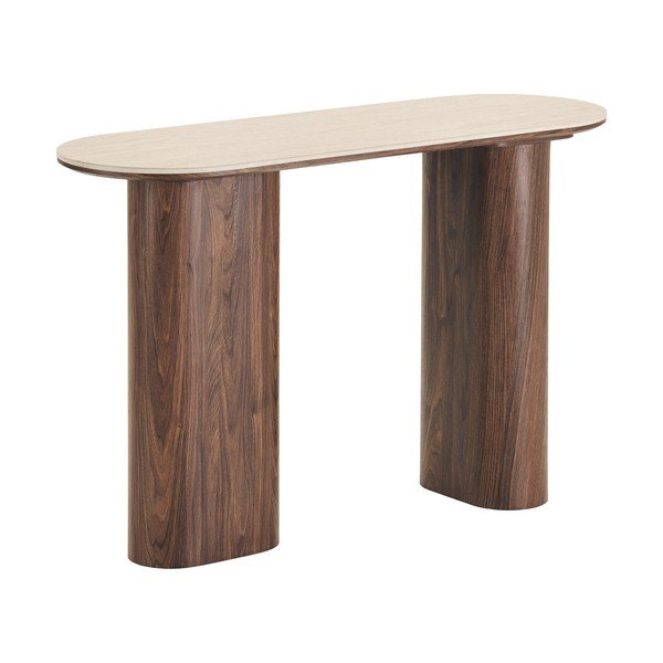 Masă consolă bej/maro închis cu blat ceramic 40x120 cm Delphi – House Nordic
