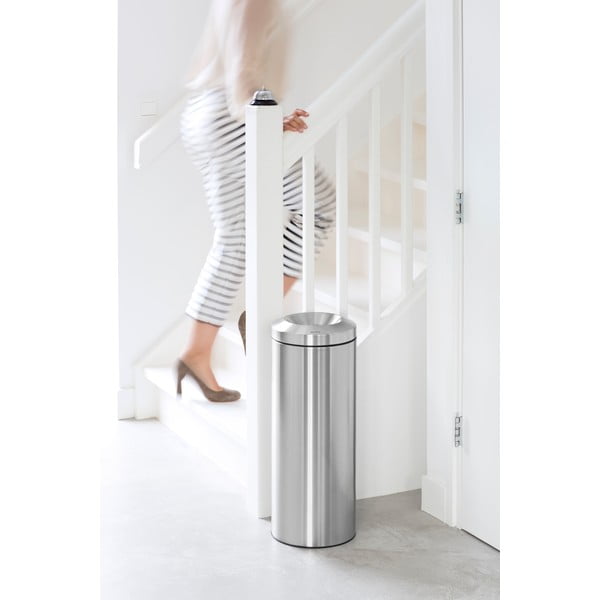 Coș de gunoi argintiu mat din oțel 30 l Flame Guard – Brabantia-image-1