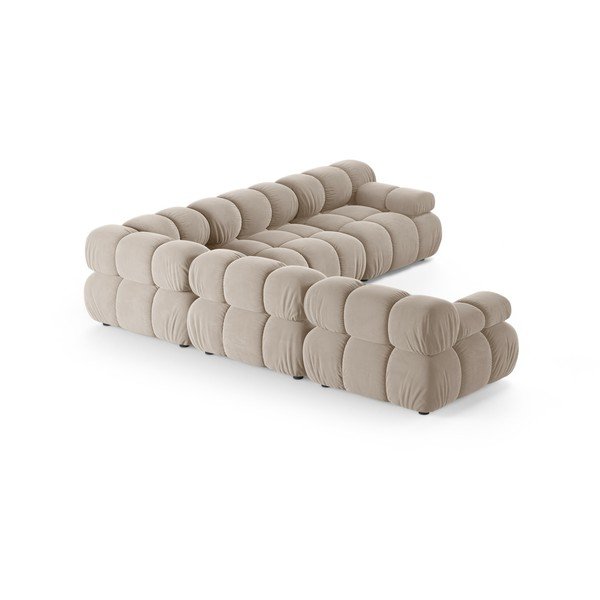 Colțar modular crem cu tapițerie din catifea – Micadoni -image-3