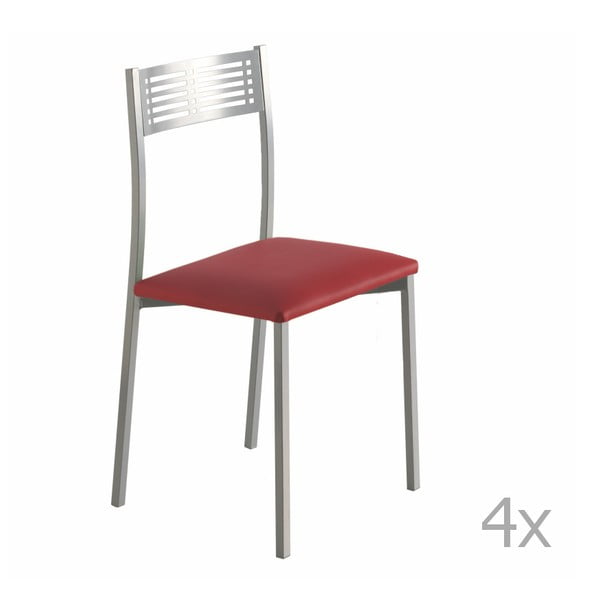 Set 4 scaune Pondecor Fidel, roșu 