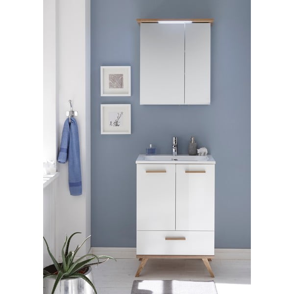 Dulap de baie suspendat alb cu oglindă 60x72 cm Set 923 - Pelipal-image-1