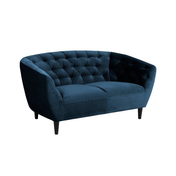 Canapea cu husă din catifea Actona Ria, albastru închis, 150 cm-image-2