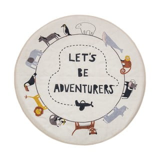 Covor din bumbac Bloomingville Mini Animals, ø 130 cm, alb