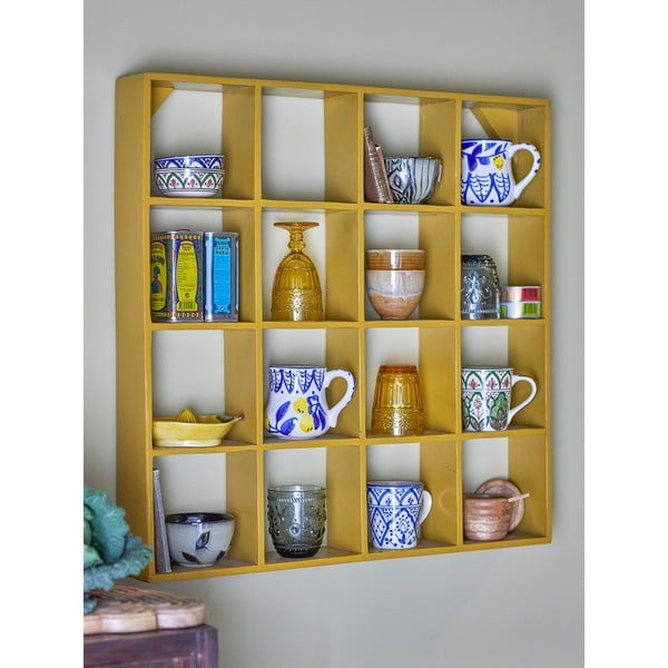 Raft galben etajat din lemn reciclat 10 cm Bekka – Bloomingville-image-1