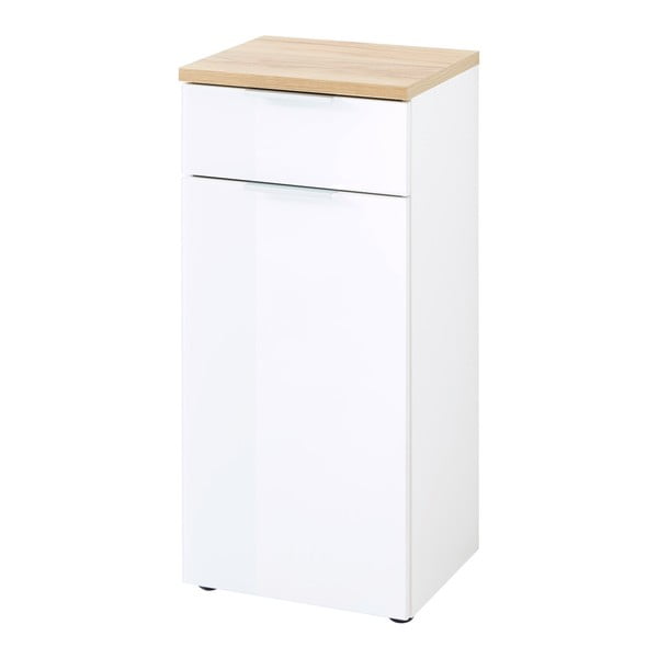 Dulap de baie alb scund cu aspect de lemn de stejar 39x86 cm Pescara – Germania-image-4