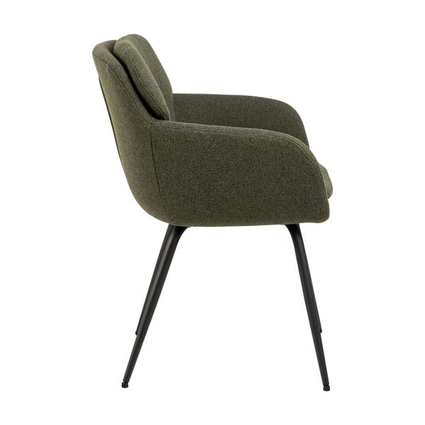 Scaun de sufragerie kaki cu cotiere tapițat Dora – Actona-image-3