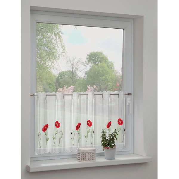 Perdea albă 155x45 cm Poppies – Sehlbach-image-1