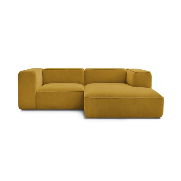 Colțar galben ocru cu tapițerie din țesătură bouclé (cu colț pe partea dreaptă) Zephyr – Bobochic Paris