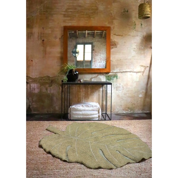 Covor pentru copii kaki lavabil/țesut manual din bumbac 120x180 cm Monstera Olive – Lorena Canals-image-4