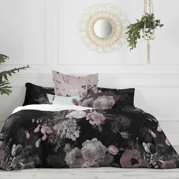 Husă de pilotă neagră din bumbac pentru pat de o persoană 140x200 cm Onyx – Happy Friday-image-3