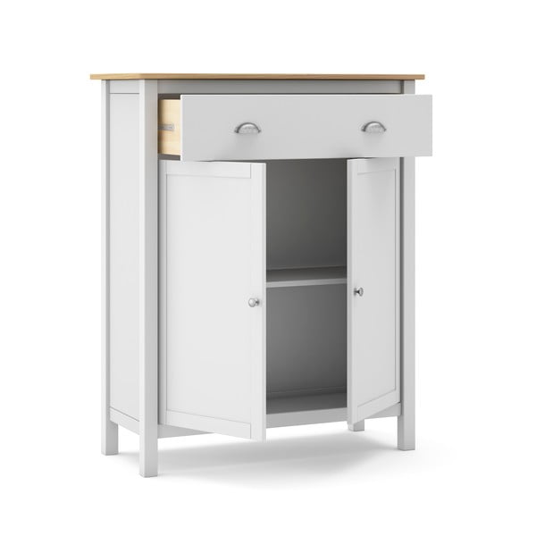 Comodă alb/natural înaltă din lemn de pin 90x110 cm Misti – Marckeric-image-4