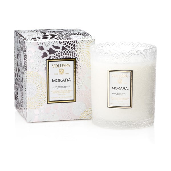 Lumânare parfumată Voluspa Limited Edition, aromă de crin, orhidee și mușchi proaspăt, 50 ore